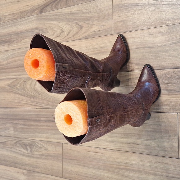 Free People Tall Brown Crocodile Embossed Boots - Picture 6 of 14